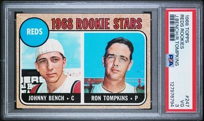 1968 TOPPS 247 REDS ROOKIES JOHNNY BENCH RON TOMPKINS PSA 3 127976794 - Image 1 of 2