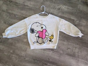 Peanuts 6X Valentine's Sweater Snoopy Pink Heart Cream Color - Picture 1 of 10