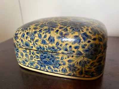 INDIAN KASHMIR PAINTED PAPIER MACHE TRINKET BOX   - Image 1 of 4