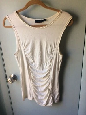 Pulôver sem mangas The Limited Ruched Top médio branco sem mangas Bodycon - Imagem 1 de 4