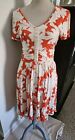 Anthropologie maeve Summer Breeze Dress Size S Small Orange White Floral Ruched