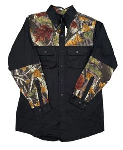 Master Sportsman Camo Shirt Men's Medium Black Pockets Hunting Outdoor - Picture 1 of 4