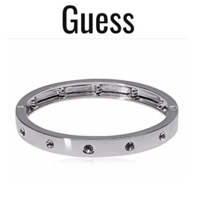 Auténtico brazalete/brazalete con bisagras tono plata GUESS, ¡HERMOSO!  Foto 1 de 2
