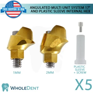 5x Angulated Abutment Multi Unit 17° Plastic Sleeve Set Dental Int Hex - Picture 1 of 6