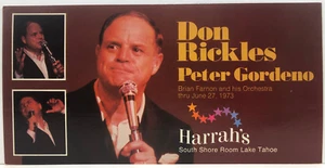 Don Rickles and Peter Gordeno at Harrah's Tahoe Advertising Postcard June 1973 - Picture 1 of 2