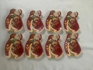Vintage 8 SUSAN WINGET SANTA CLAUS SERVING PLATES 9”x6” Hand Painted Christmas - Picture 1 of 7