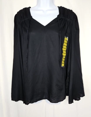 Jessica Simpson Women's Black Leslie Boho Long Sleeve Blouse Size Medium - NWT - Image 1 of 4