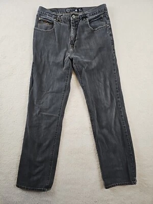 Pantalones de mezclilla LRG para hombre 34x32 gris pierna ancha recta bolsillos bordados Y2K Foto 1 de 4
