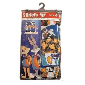 Space Jam Briefs Boys Underwear 100% Cotton 5 Pack Size 4  - Picture 1 of 2