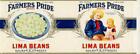 Vintage Canning Label Farmers Pride Lima Beans Hulman And Co Indiana