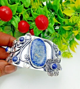 Pulsera de joyería hecha a mano de piedras preciosas de lapislázuli y lapislá... - Imagen 1 de 5
