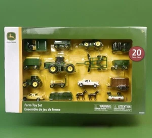 John Deere Farm Toy Set 20 Pieces NIB, Made by Tomy, Tractors Trucks Horses etc - Picture 1 of 7