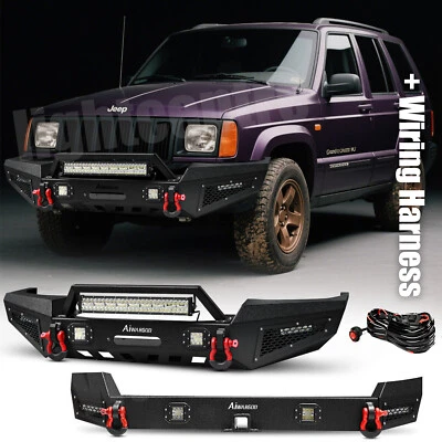 Black Front Rear Bumper D-Rings Winch Plate For Jeep Grand Cherokee WJ 1999-2004 - Image 1 of 4
