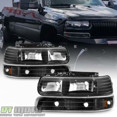 Faros negros Chevy Silverado 00-06 Tahoe Suburban 1999-2002 + luz de parachoques Foto 1 de 4
