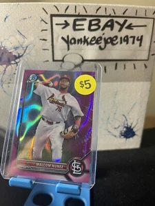 2022 BOWMAN CHROME MALCOM NUNEZ #BCP-42 PINK WAVE REFRACTOR (018/199) CARDINALS - Picture 1 of 3