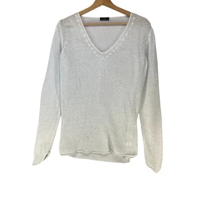 Blusa Top Mujer FRED PERRY Malla Tejida Manga Larga Blanca Talla S Foto 1 de 4