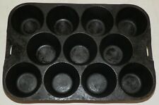 Vintage Wagner Ware S 1337 Cast iron muffin biscuit pop over pan 11 Cup