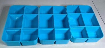Blue Drawer Organizer Set (3) – 6-Compartment Small Storage Trays - Image 1 of 4
