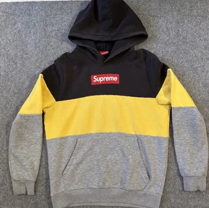 Felpa con cappuccio Supreme Color Bloccata taglia Large grigio, nero e giallo - Foto 1 di 9