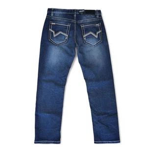 Pantalones de mezclilla True Luck pierna recta lavado oscuro para hombre talla 32x30 punto grueso BKE - Imagen 1 de 9