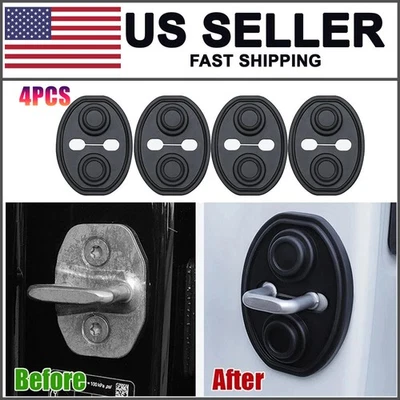 Cubierta de cerradura de puerta de coche de silicona negra 4 piezas Foto 1 de 4
