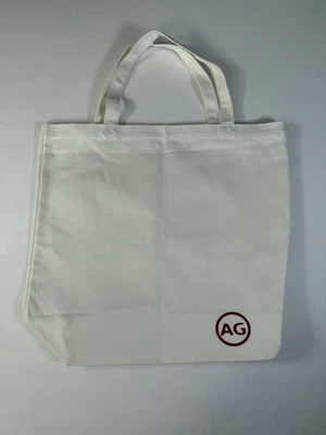 Bolso de Mano Adriano Goldschmied Marfil Lona Con Borgoña AG Jeans Logo Raro Foto 1 de 4