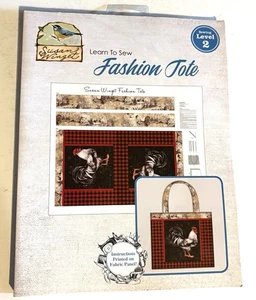 New Susan Winget Fashion Tote  Learn to Sew Fabric Panel Kit Rooster Print Lev 2 - Picture 1 of 3