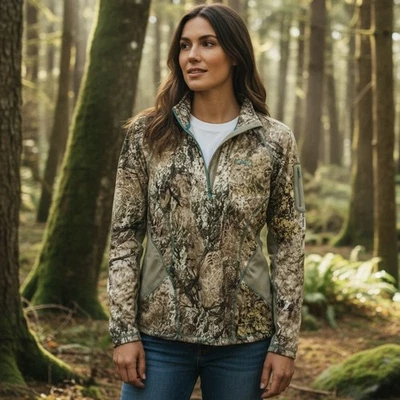 Cabela’s Outfit Her 1/4 Cremallera Chaqueta Zonz Woodlands Camuflaje Caza Mujer’s 2XL NUEVO CON ETIQUETAS Foto 1 de 4