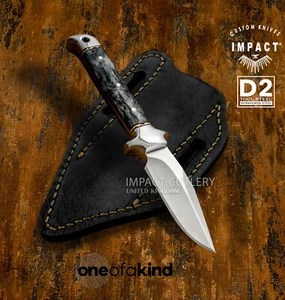 IMPACT CUTLERY RARE CUSTOM D2 FULL TANG SKINNING KNIFE CAMEL BONE HANDLE - Picture 1 of 10