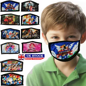 Mascherina viso bambini cartone animato copri bocca lavabile riutilizzabile uk - Foto 1 di 11