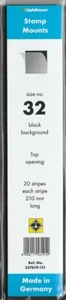 Lighthouse Black top open stamp mounts- 210mmx32mm -20 per pkg-new - Picture 1 of 1