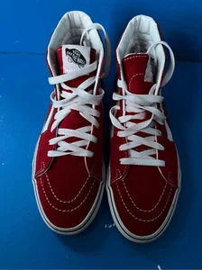 Vans Off The Wall Classic Sk8-Hi Red/White Suede High Top Shoes Mens 6.5 women 8 - Picture 1 of 6