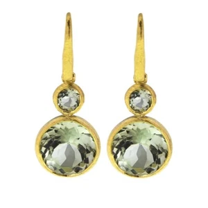 Rarities Sterling Silver Rhodium-Plated Green Prasiolite Quartz Drop Earrings - Picture 1 of 4