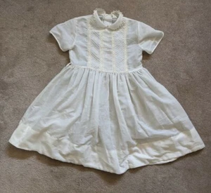 Vintage 60s Girls White Cotton Party Sunday Easter Communion Dress Size 8 - Picture 1 of 10