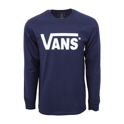VANS MENS NAVY LOGO T SHIRT HEAVY WEIGHT TEE LONG SLEEVES - Image 1 of 3