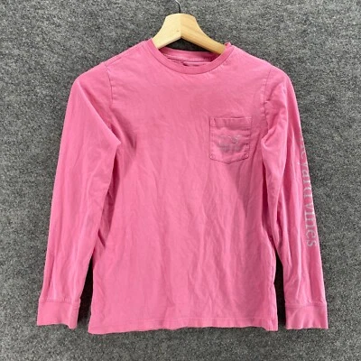 Camiseta Vineyard Vines Meninas S Pequena Rosa Gola Redonda Manga Longa Algodão Casual - Imagem 1 de 4