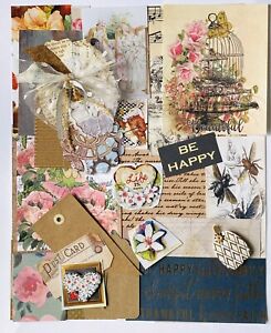 Junk Journal Supplies, Quotes, Die Cuts, Scrapbooking Papers  25 Item Kit #JD44