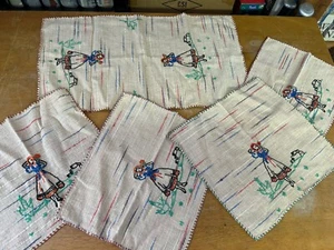 Vintage MCM Southwestern Mexican Napkins Linen Table Runner c1950 - Picture 1 of 9
