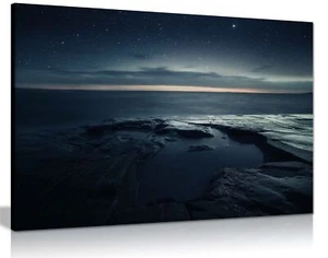 Azul Cielo Nocturno Estrella Atardecer Enmarcado Lona Impresión Arte de Pared Decoración del Hogar - Imagen 1 de 6