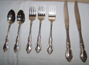 Oneida Stainless Flatware PLANTATION Teaspoons dinner forks knives 7 pc (ToteCC) - Picture 1 of 5