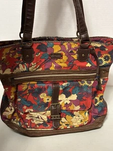 Sakroots multi-coloured floral canvas cloth tote bag with double leather handles - Picture 1 of 17