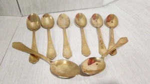 8 Vtg Solingen 23/24 K Gold Plated Flatware Soup Spoons 18/10 Stainless Germany - Picture 1 of 6