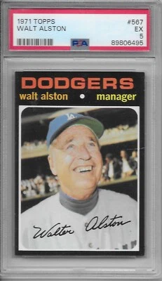 1971 TOPPS BASEBALL Walt Alston #567 PSA 5 EX Los Angeles Dodgers - Image 1 of 2