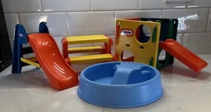 Vintage Little Tikes Dollhouse  Swimming Pool Picnic Table Slide Play Structure - Picture 1 of 13