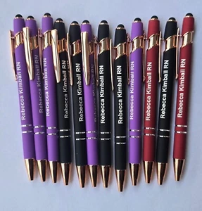 Customizable 12 Pack 2-In-1 Ballpoint Pen with Stylus Tip-FREE NAME, LOGO PRINT - Picture 1 of 8