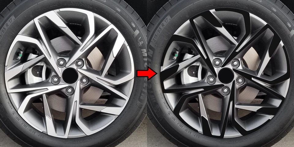 Superposición de vinilo apagón eliminación de cromo para Hyundai Sonata 2020-23 ruedas de 17" Foto 1 de 4