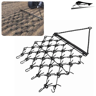4' x 4' Heavy Duty Chain Drag Harrow 3/8" Tines For Tractor ATV UTV Lawn Tractor