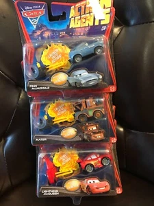 Set of 3 different Disney Pixar cars 2 action agent w/spy gear car launcher - Picture 1 of 5
