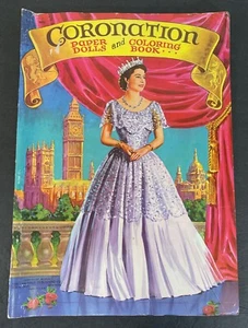 UNUSED 1953 CORONATION PAPER DOLLS & COLORING BOOK SAALFIELD QUEEN ELIZABETH - Picture 1 of 13