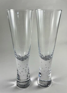 Crate And Barrel Verve Krosno Clear Bubble Glass Set Of 2 Champagne Glasses - Picture 1 of 12